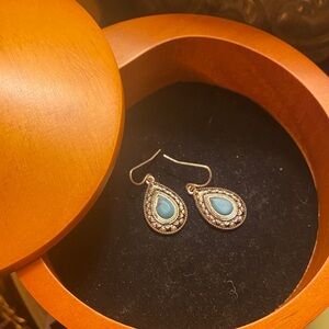 Elegant Silver and Turquoise Teardrop Earrings